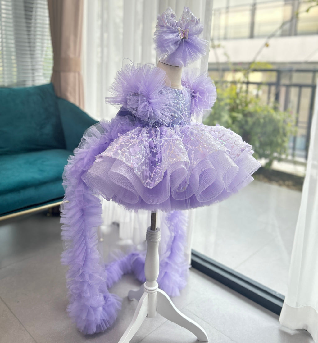 Baby First Birthday Bow Tail Princess Dress Party Frock | KLFFIGID