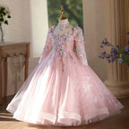 Girls long sequined long sleeve princess dress fashionable luxury birthday catwalk dress School ceremony girls princess dress