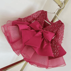 Satin Sequin Big Bow Fluffy Girls Birthday Princess Dress | KLFFIGID