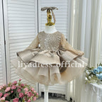 Satin Sequin Big Bow Fluffy Girls Birthday Princess Dress | KLFFIGID