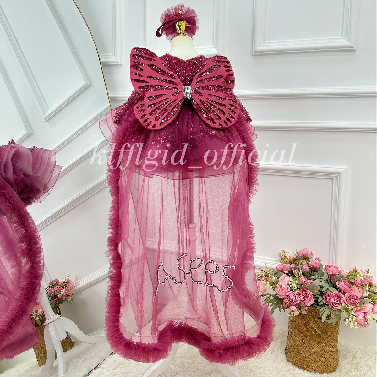 Tulle Birthday Dress Girls Butterfly Wing Dress Princess Theme Party｜KLFFIGID