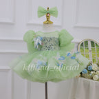 Floral Party Dress for Girls Green baby birthday dress | KLFFLGID