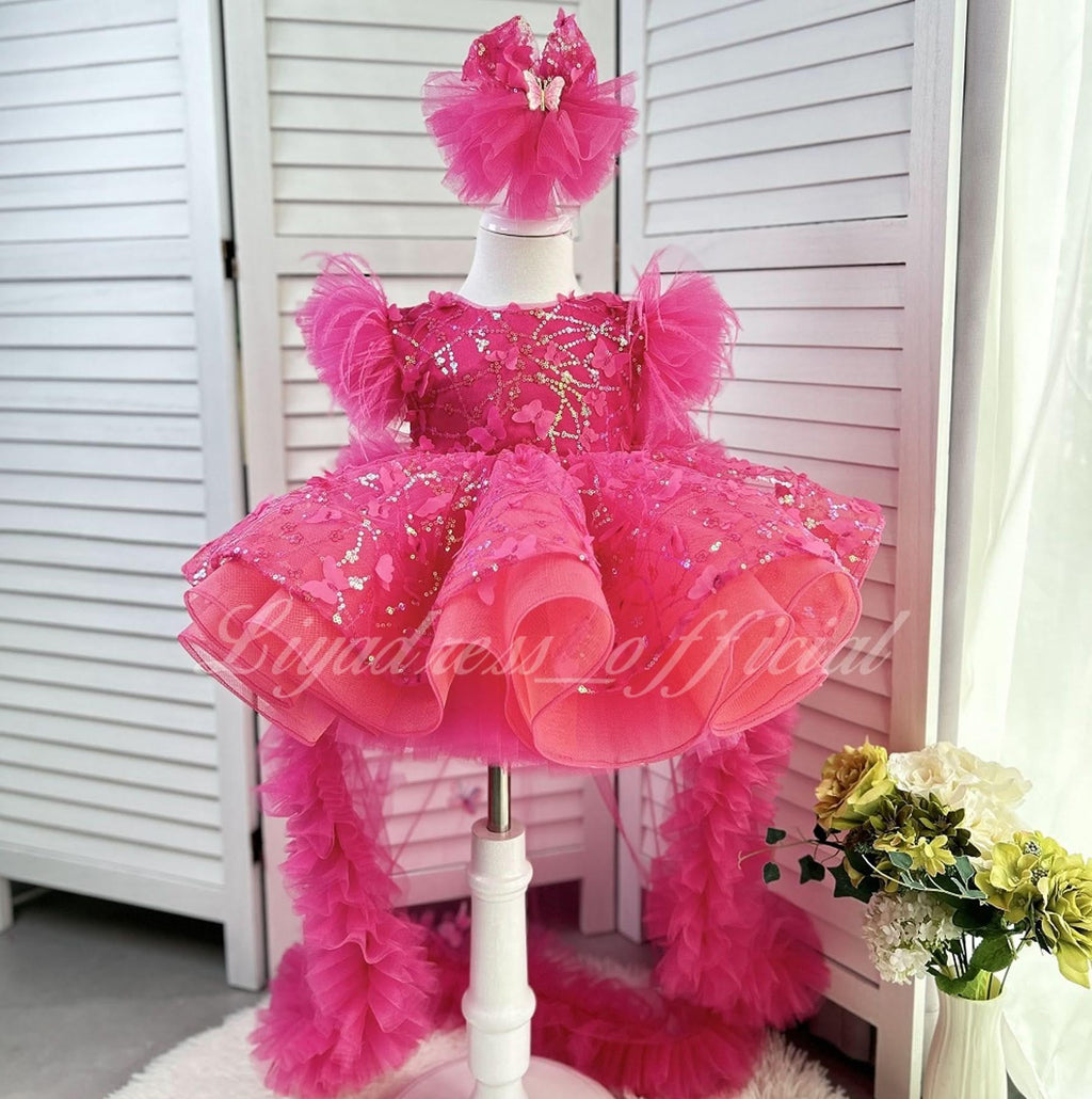 Baby First Birthday Bow Tail Princess Dress Party Frock | KLFFIGID