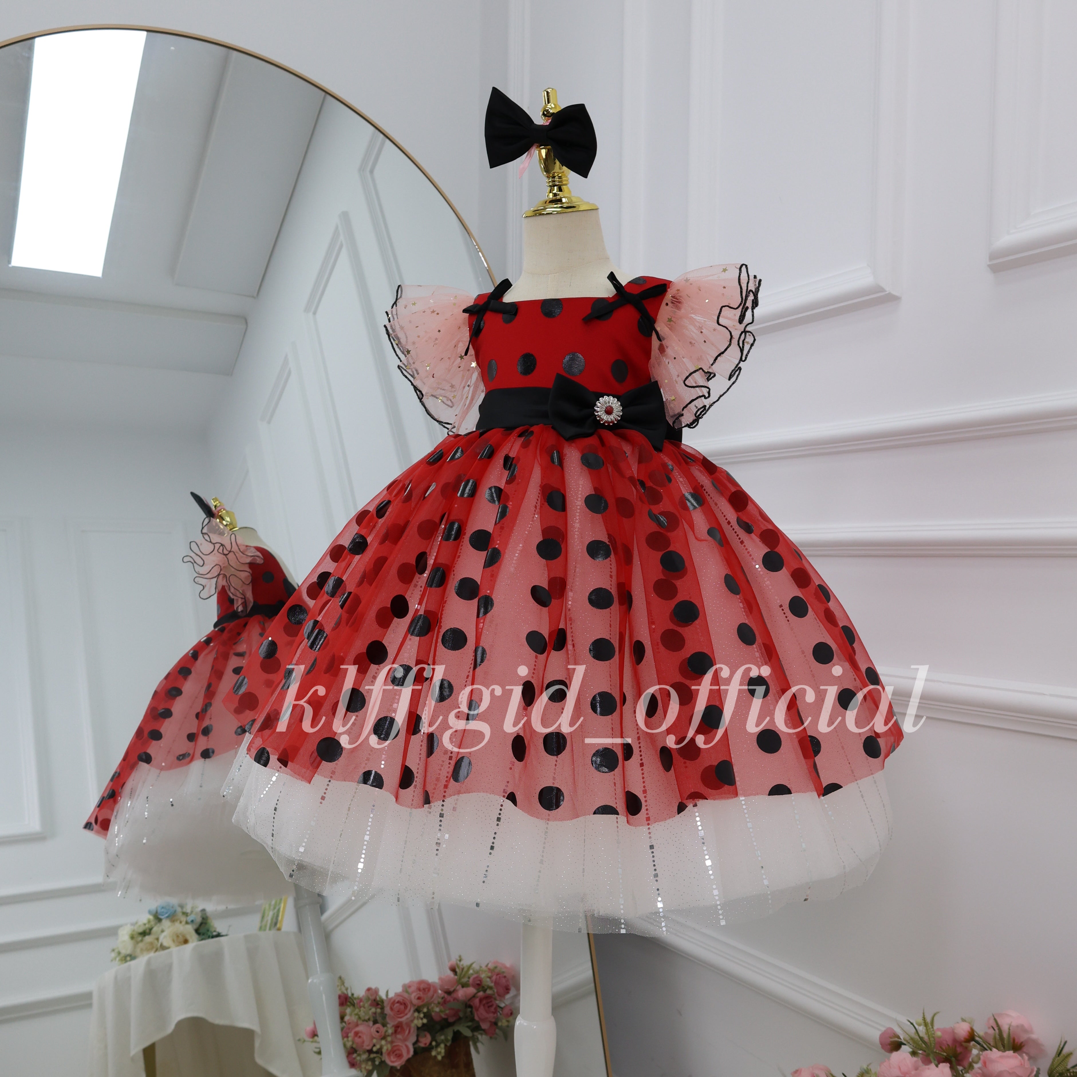 Polka-Dot Princess Ball Gown & Baby Birthday Dress | KLFFLGID