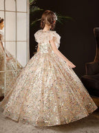 Girls Fairy Dream Multicolor Sequin Long Princess Gown | KLFFIGID