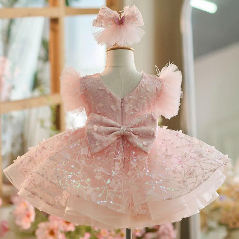 Sleeveless Butterfly Dreamy Princess Puff Flower Girl Dress | KLFFIGID
