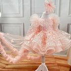 Butterfly Fluffy Princess Dress Long Sleeve Christmas & Birthday Outfit | KLFFIGID