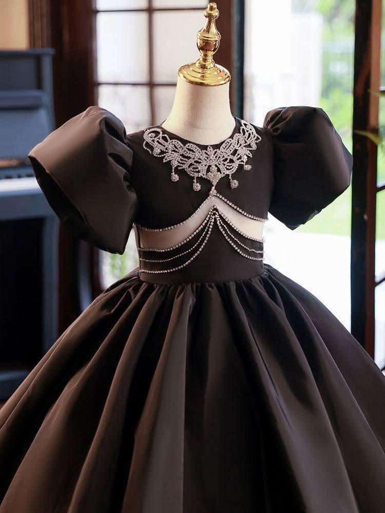 Noble and Elegant Puff Sleeve Girl's Dress High-end and Stylish Girl's Dress