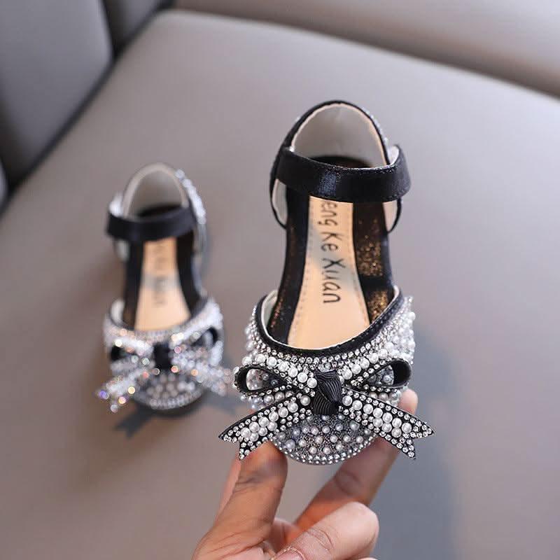 Sparkling Princess Crystal Sandals Pearlescent Bows Comfortable and Stylish Princess Sandals