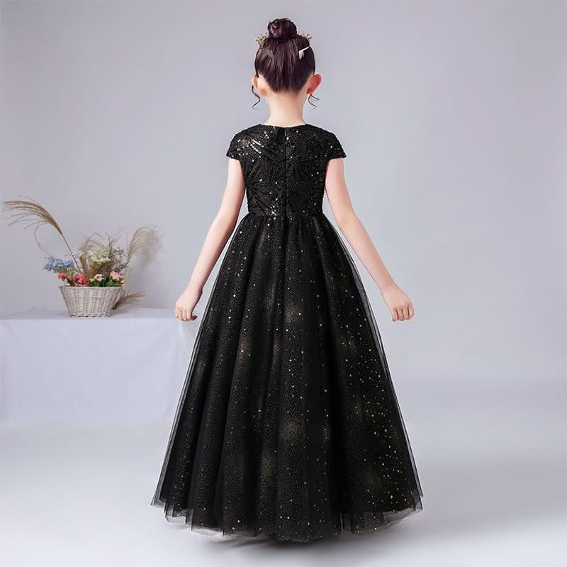 Elegant Black Princess Style A Starry Gown for a Dreamy Look Elegance Meets Sweetness in a Starry Dress