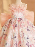 Dreamy Garden Princess Dress Embroidered Floral Ball Gown Sweet Bow Princess Gown