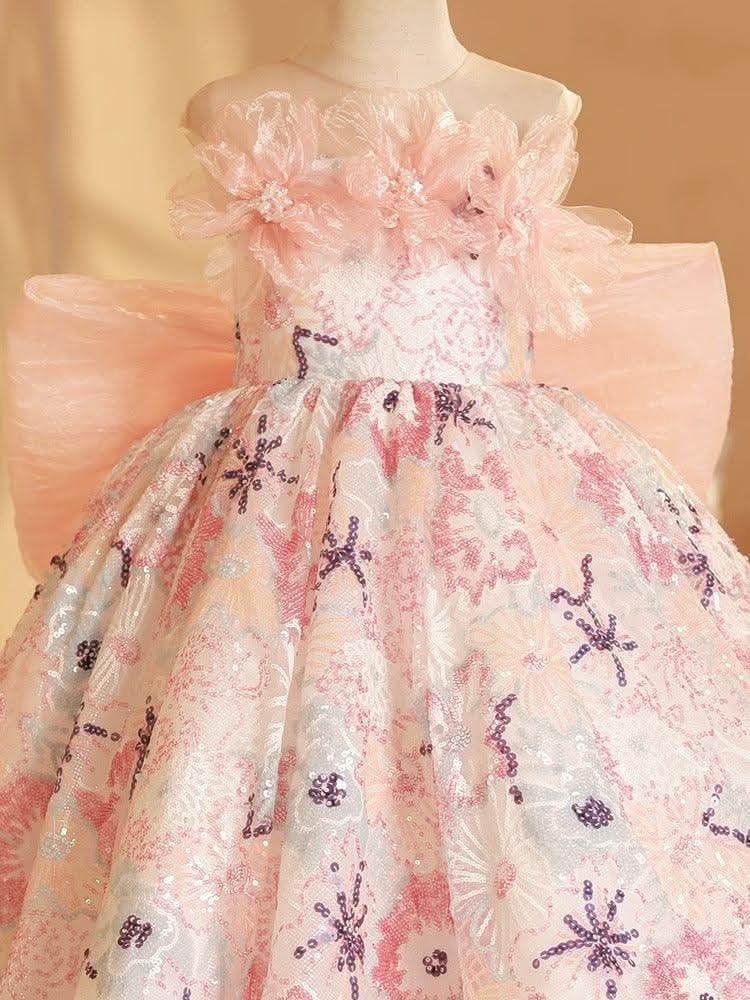 Dreamy Garden Princess Dress Embroidered Floral Ball Gown Sweet Bow Princess Gown