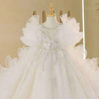 Fairy-like White Flower Girl Dress Luxurious Train Princess Dress