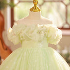 Fairy-like Light Green Dress Premium Tulle Children's Dress
