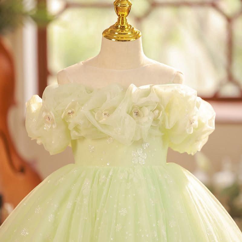 Fairy-like Light Green Dress Premium Tulle Children's Dress