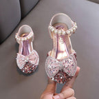Sparkling High Heel Sandals for Little Princesses Colorful Pearl Bow Sandals