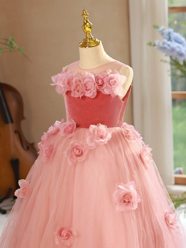 Dreamy Flower Princess Dress Pink Petal Fairy Dress
