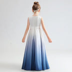 Elegant Gradient Blue, Create a Fairy-Tale Princess Dream A Dress that Combines Sophistication and Sweetness Romantic Touch with Floral Waist Detail