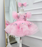 Girls Embroidered Flower Princess Dress Feather Sleeve Party Dress | KLFFIGID