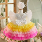 Dreamy Rainbow Princess Dress Colorful Layered Tulle Puff Dress | KLIFFIGID