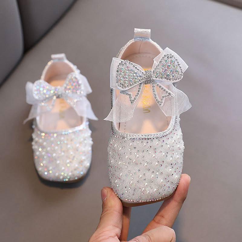 Sparkling Princess Shoes Elegant Kids Shoes Crystal and Pearl Dream Design