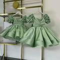 Pink Puff Sleeve Girls Princess Birthday Dress | KLFFIGID