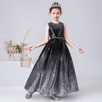 Sparkling Black Sequin Gown Perfect Sleeveless Black Sequin Princess Dress Sweet and Stylish: High-End Evening Party Dress