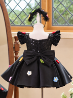 Birthday Party Dress Girls Ball Gown Girls Flower Girl Dress with Bow｜KLFFIGID