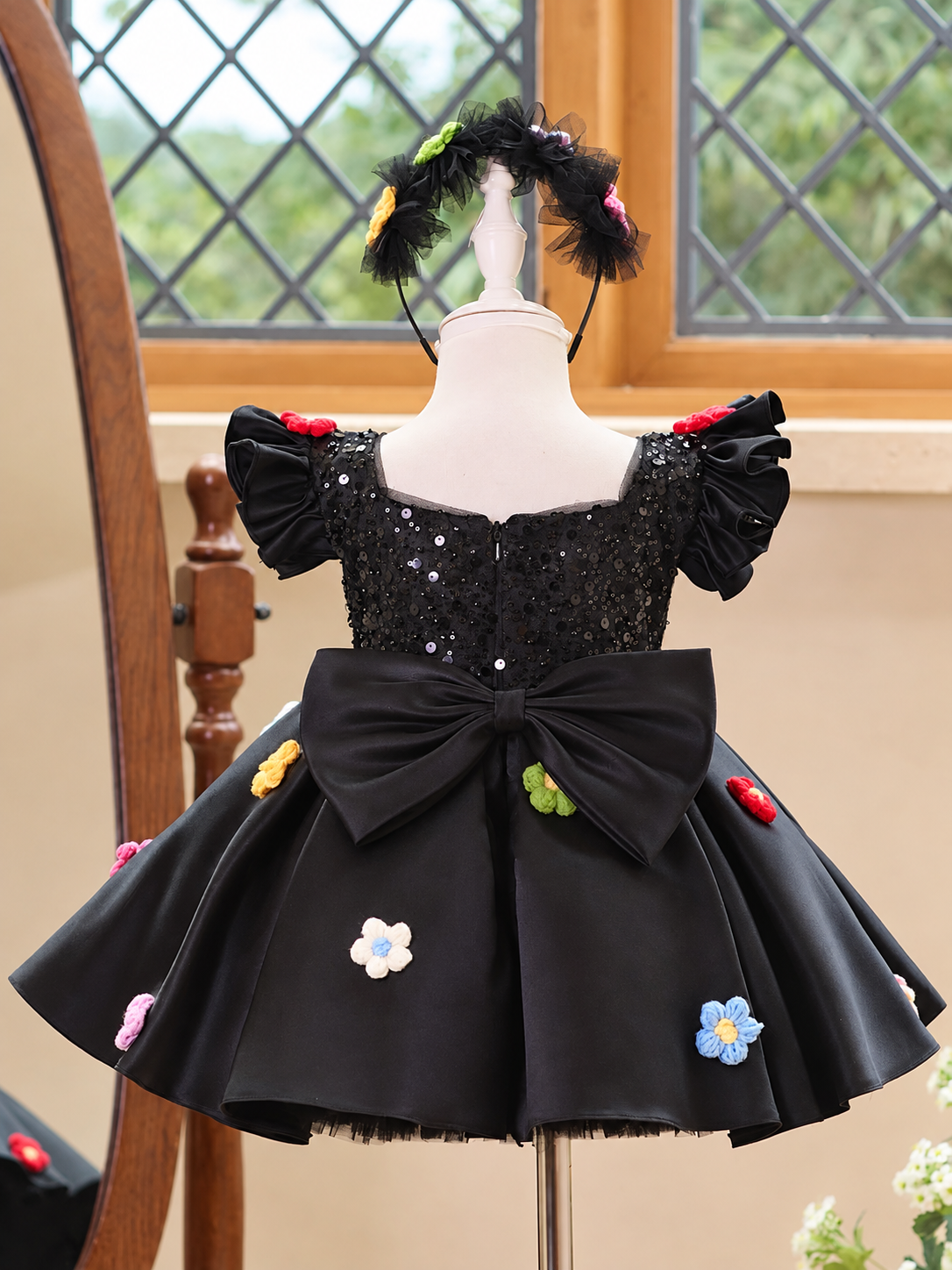 Birthday Party Dress Girls Ball Gown Girls Flower Girl Dress with Bow｜KLFFIGID