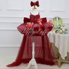 Toddlers Birthday dress Pageant gowns for girls Burgundy Christmas dress  | KLFFLGID
