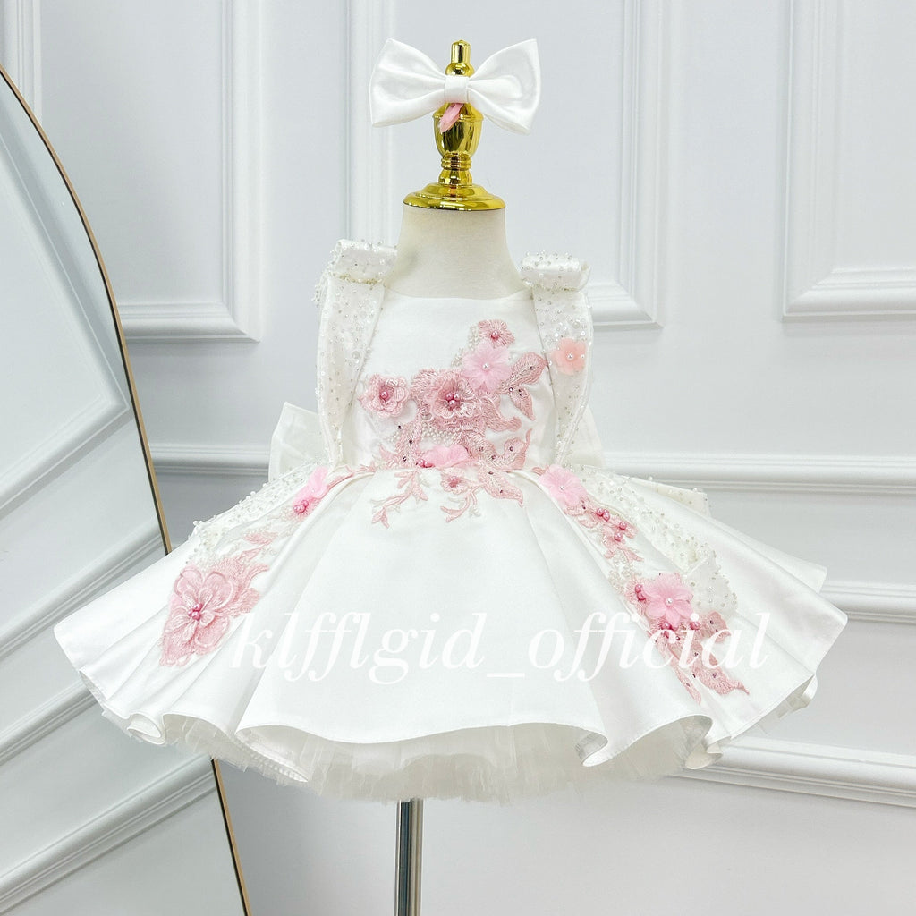 Baby Birthday Dress Gorgeous Flower Girl Dress Floral Embroidery Dress ｜KLFFIGID