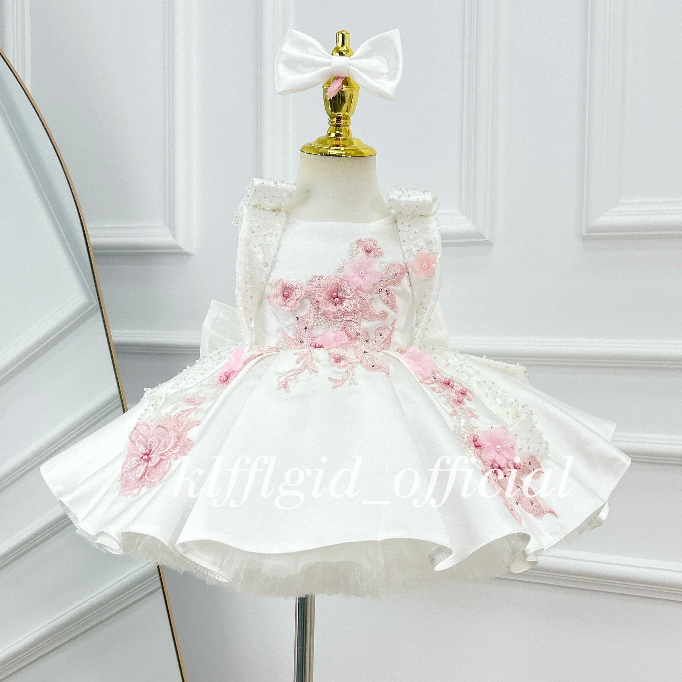 Baby Birthday Dress Gorgeous Flower Girl Dress Floral Embroidery Dress ｜KLFFIGID
