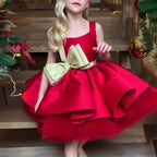 Custom Girls Christmas Big Bow Flower Princess Dress | KLFFIGID