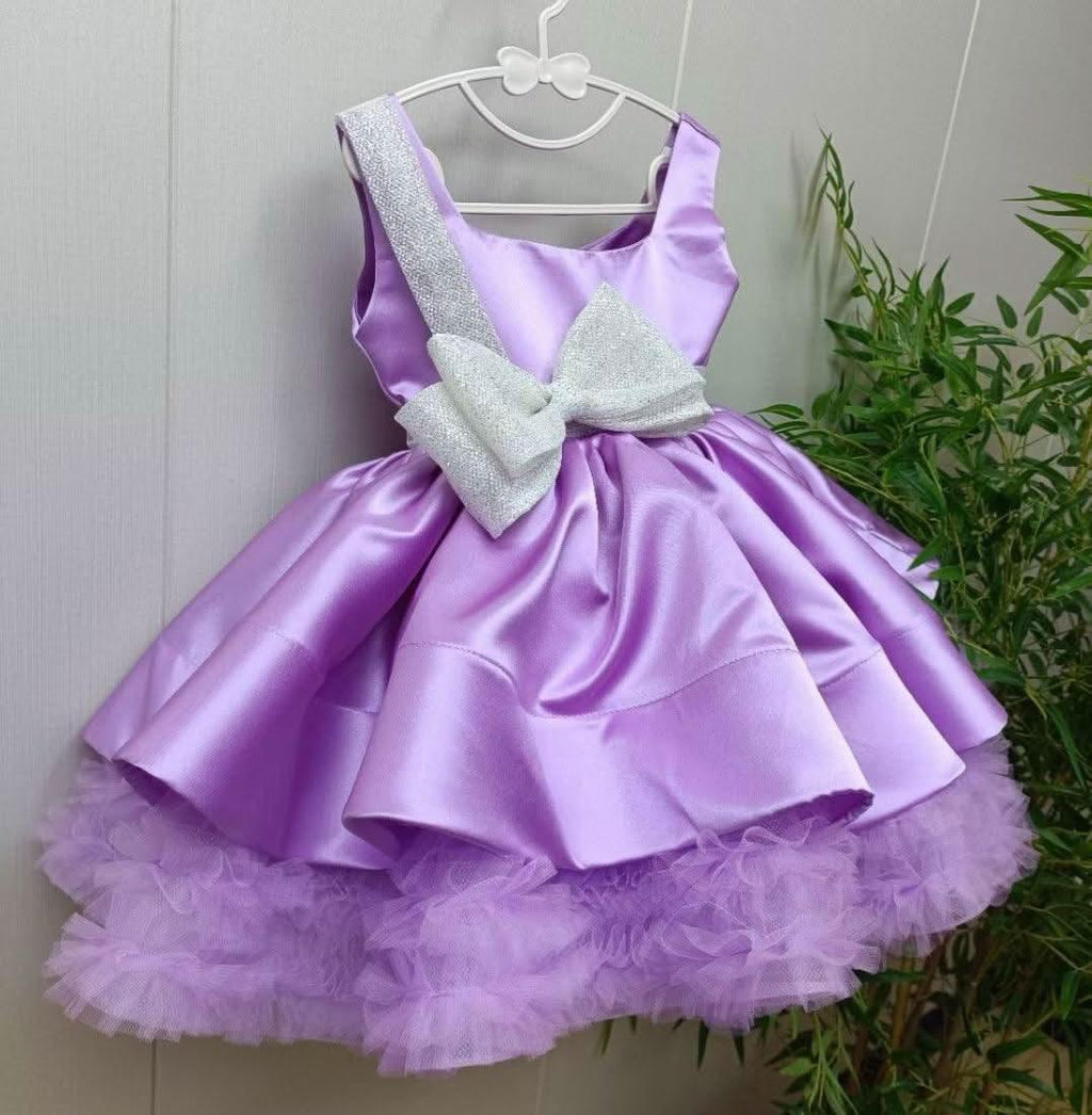 Custom Girls Christmas Big Bow Flower Princess Dress | KLFFIGID