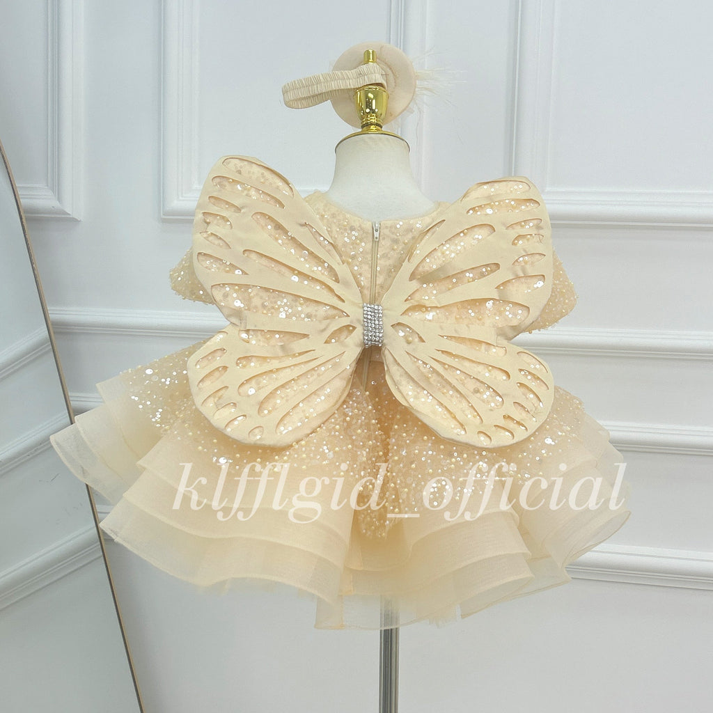 Luxurious Princess Dress with Train for Girls Baby's birthday party dress | KLFFLGID