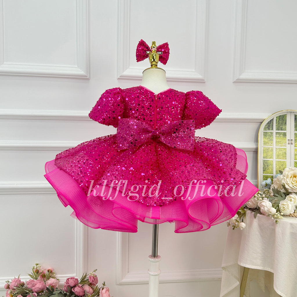 Sequin flower girl dress Toddlers Birthday dress Pageant attire   | KLFFLGID