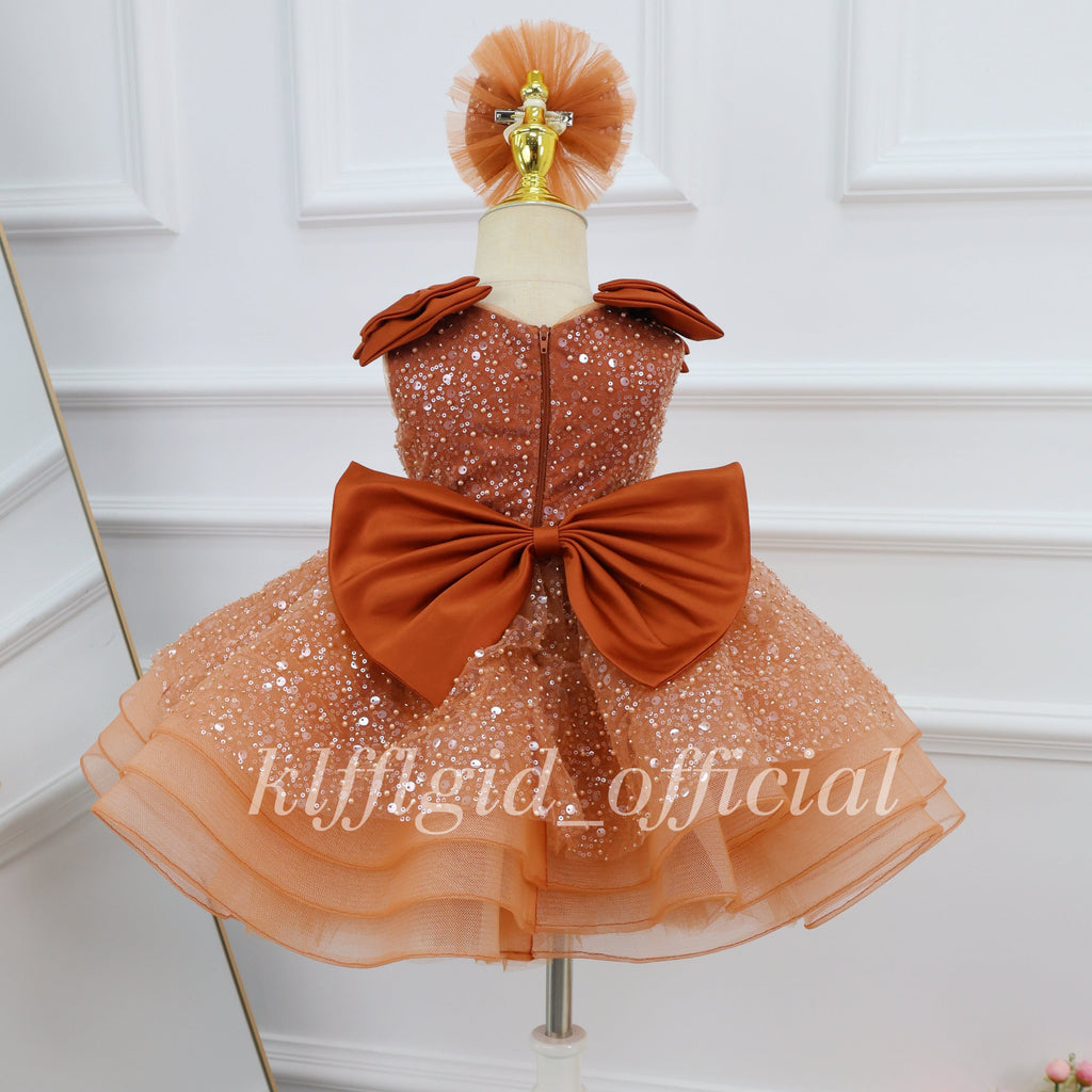 1-year-old baby birthday dress gorgeous Wedding flower girl dress Baby Party Frock | KLFFLGID