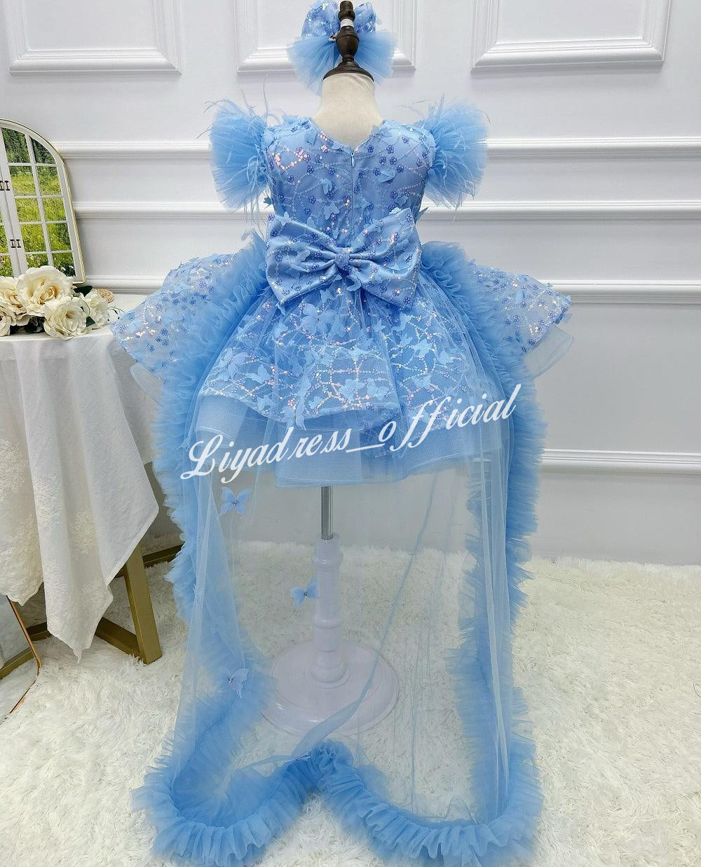 Baby First Birthday Bow Tail Princess Dress Party Frock | KLFFIGID