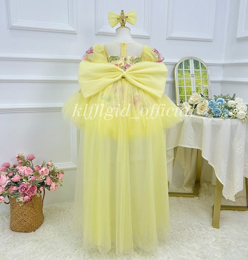 3D Floral Fairy Princess & Flower Girl Pageant Dress | KLFFLGID