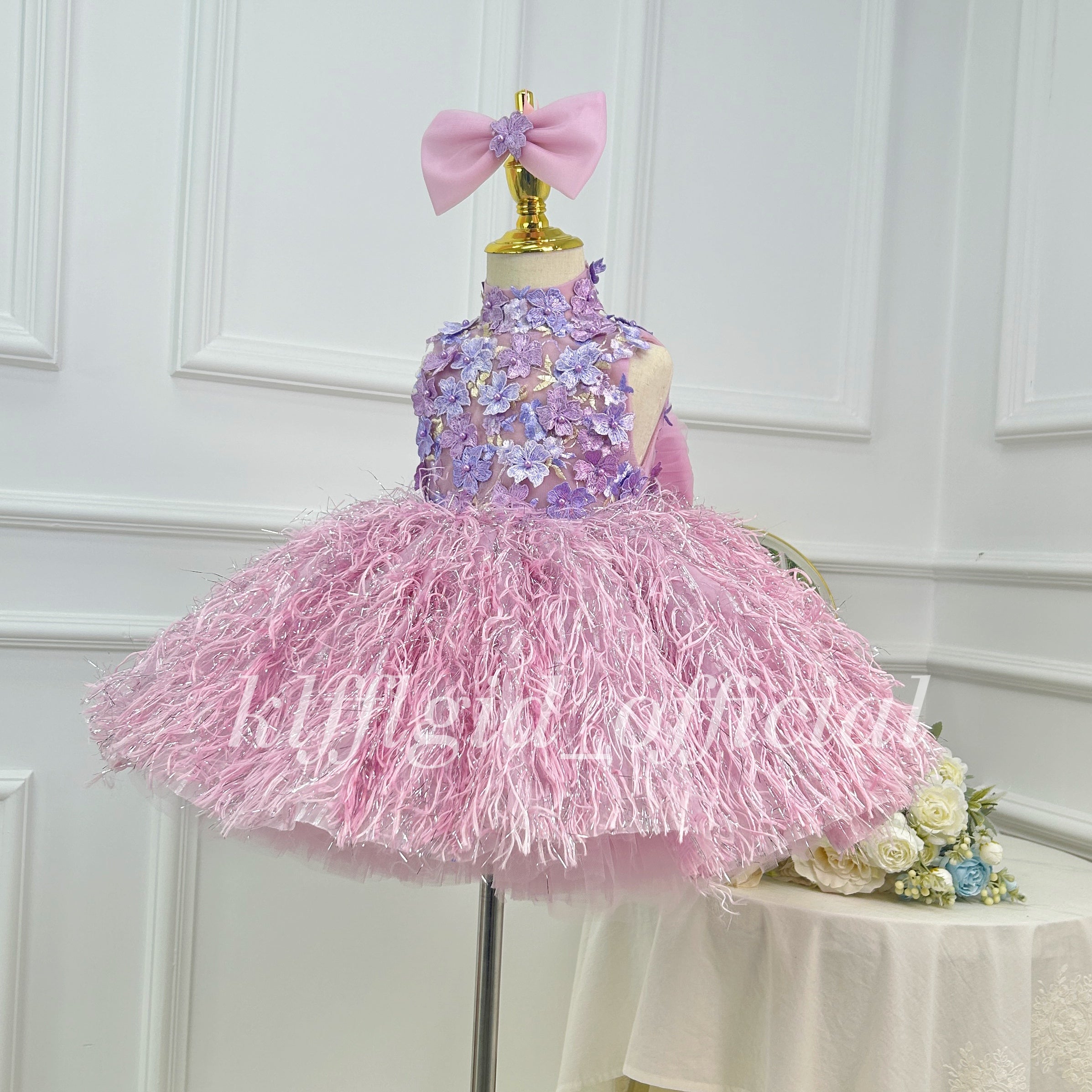 Fashion Girls' Halter-Neck Pageant Dress Baby's First Birthday Dress | KLFFIGID
