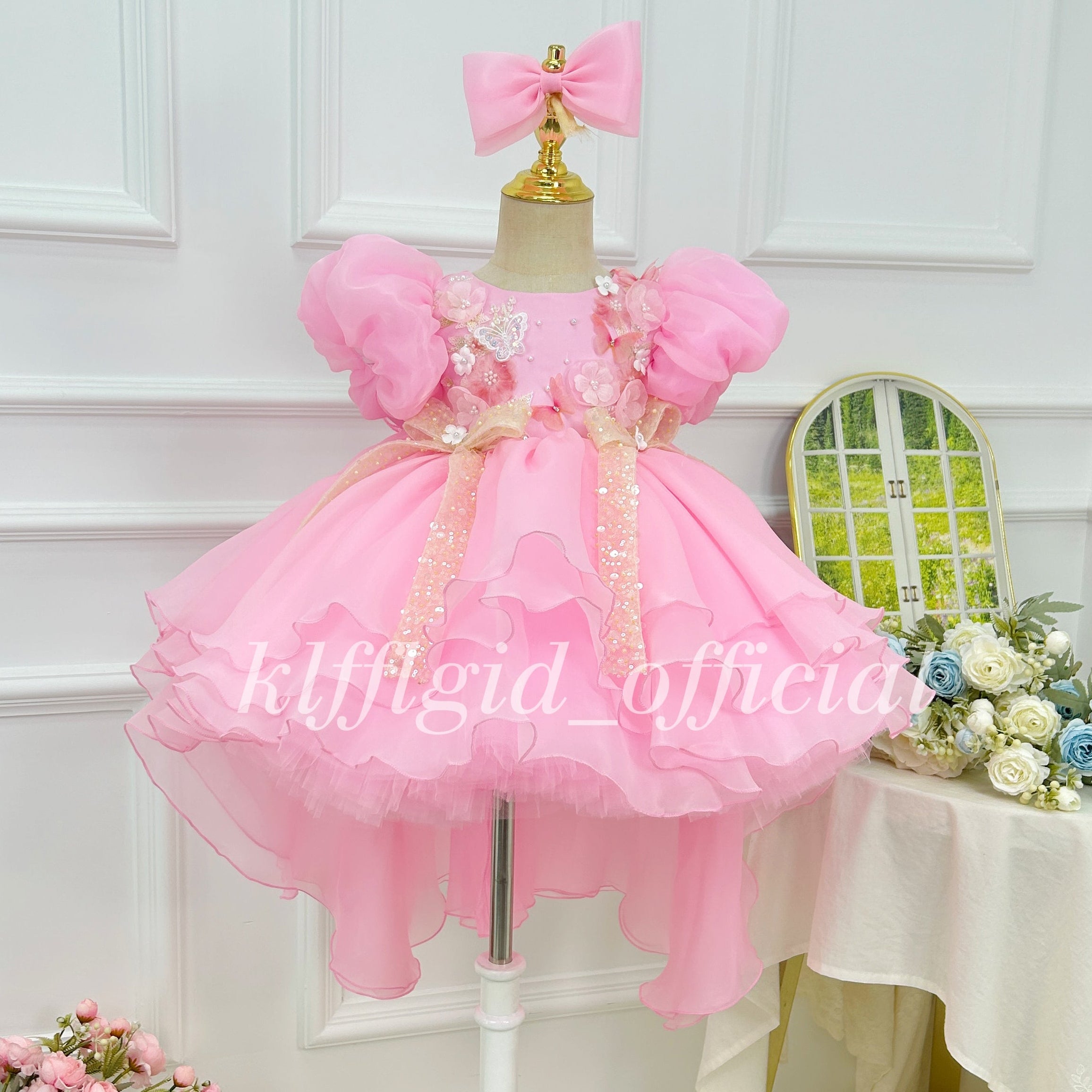 Cute Floral Baby Birthday & Flower Girl Pageant Dress | KLFFIGID