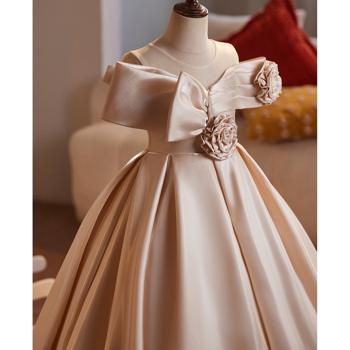 Elegant wedding flower girl dress, school ceremony party girl princess dress, ballerina girl dress