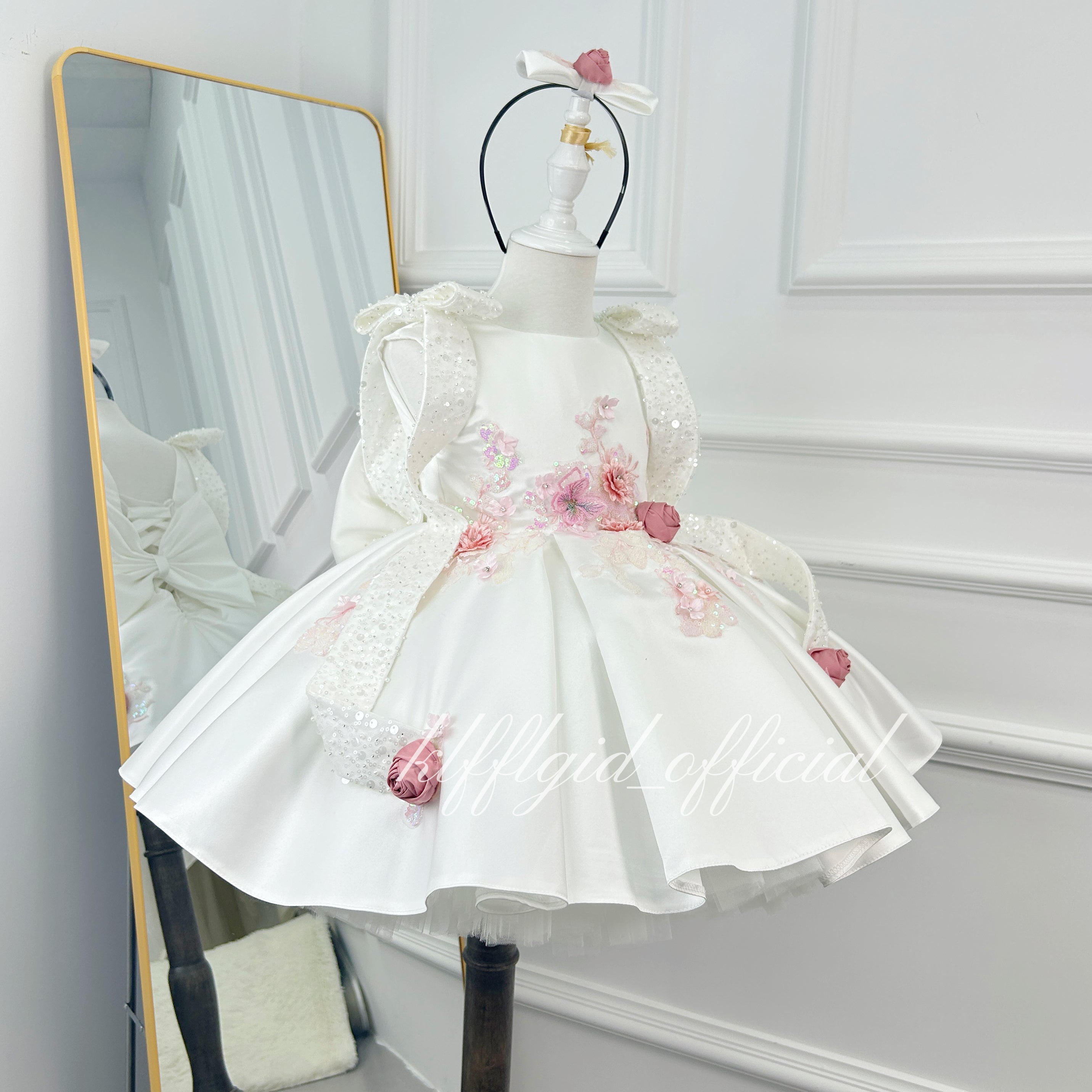 Baby Birthday 3D Floral Dress & Wedding flower girl Dress | KLFFIGID