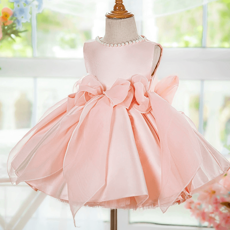Blue Baby Girl Fluffy Birthday Princess Dress Sequin Bow Party & Performance Outfit | KLFFIGID