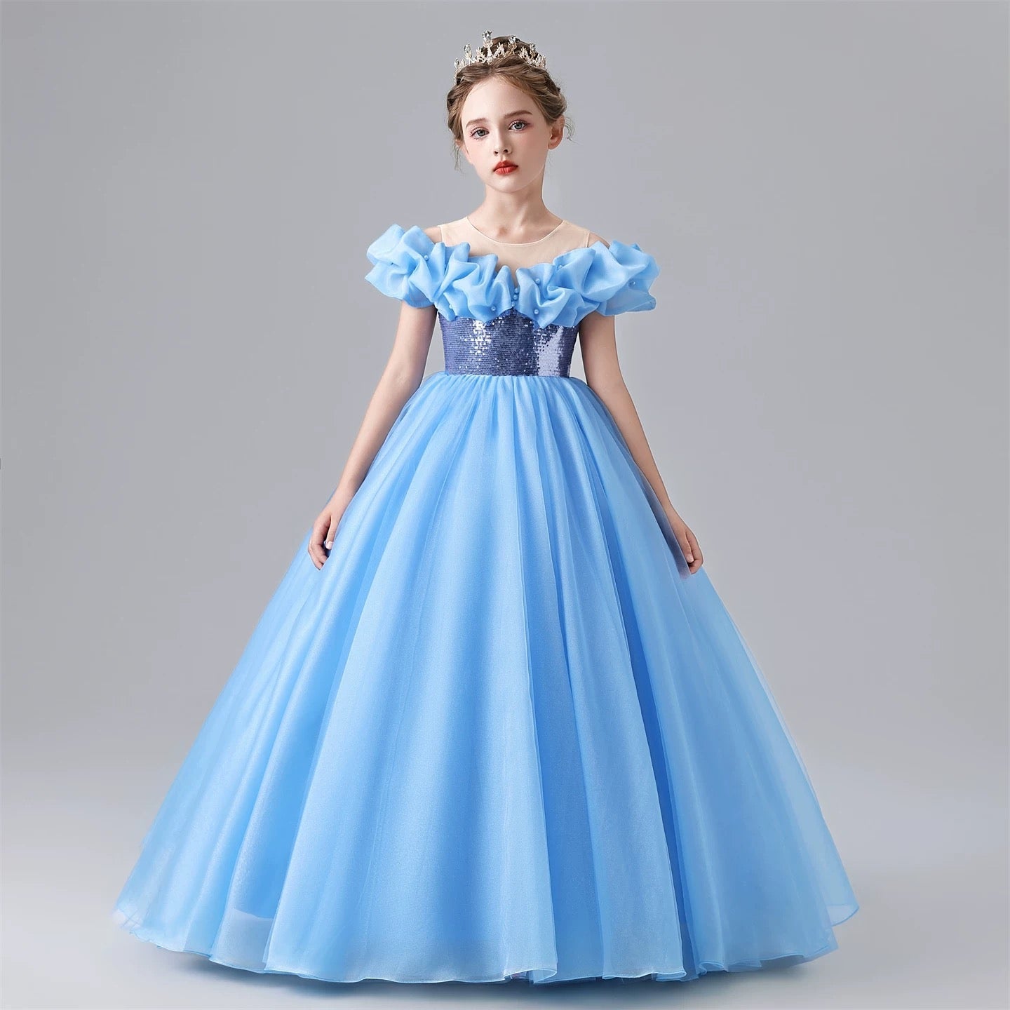 Girls party dress. Pearl sequin one-shoulder maxi dress, suitable for special occasions, evening dresses, Christmas red dresses for girls
