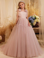 Elegant Pink Fairy Dress Dreamy Princess Gown Sweet Bow-Decorated Dress