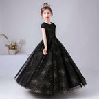 Elegant Black Princess Style A Starry Gown for a Dreamy Look Elegance Meets Sweetness in a Starry Dress