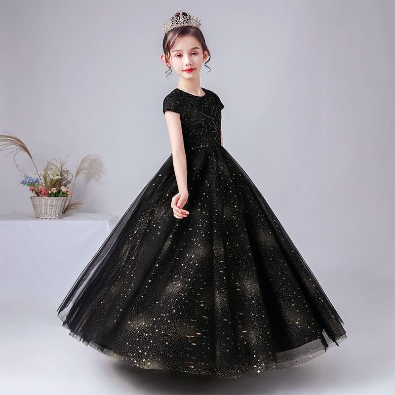 Elegant Black Princess Style A Starry Gown for a Dreamy Look Elegance Meets Sweetness in a Starry Dress
