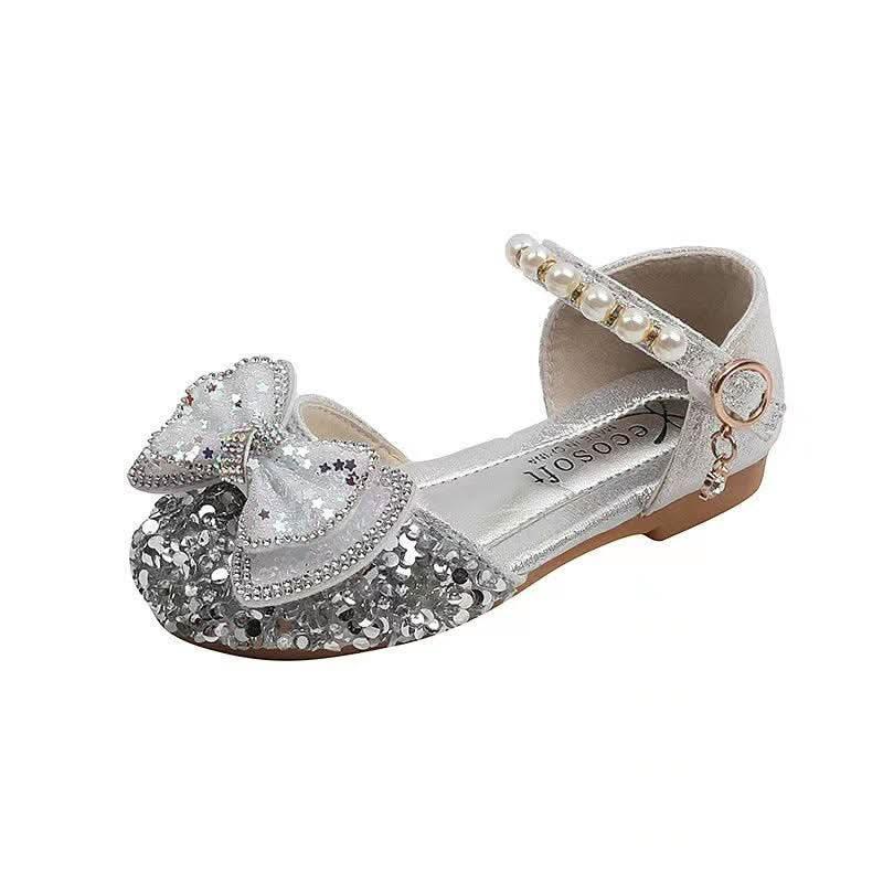Sparkling High Heel Sandals for Little Princesses Colorful Pearl Bow Sandals
