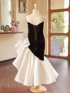 Elegant Princess Dress Shimmering Black and White Gown
